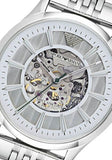Emporio Armani Meccanico Skeleton Silver Dial Silver Steel Strap Watch For Men - AR1945 Authentic Buy Shop Now