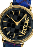 Versace V-Circle Black Dial Blue Leather Strap Watch for Women - VE8100218 Authentic Buy Shop Now