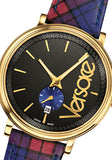 Versace V-Circle The Clans Edition Black Dial Red & Blue Leather Strap Watch for Women - VEBQ00218 Authentic Buy Shop Now