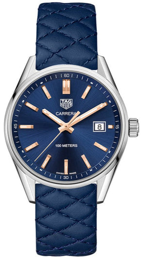 Tag Heuer Carrera Quartz Blue Dial Blue Calfskin Leather Strap Watch for Women - WAR1112.FC6391 Authentic Buy Shop Now