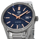Tag Heuer Carrera Quartz Diamonds Blue Dial Silver Steel Strap Watch for Women - WAR1114.BA0601 Authentic Buy Shop Now