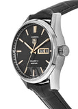 Tag Heuer Carrera Calibre 5 Automatic Black Dial Black Leather Strap Watch for Men - WAR201C.FC6266 Authentic Buy Shop Now