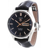 Tag Heuer Carrera Calibre 5 Automatic Black Dial Black Leather Strap Watch for Men - WAR201C.FC6266 Authentic Buy Shop Now