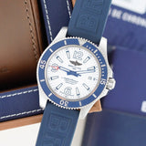 Breitling Superocean II Automatic 42mm White Dial Blue Rubber Strap Watch for Men - A17366D81A1S2 Authentic Buy Shop Now