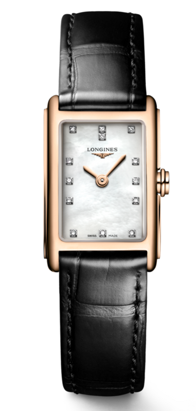 Longines Dolcevita Diamonds Mother of Pearl White Dial Black Leather Strap Watch for Women - L5.258.8.87.0 Authentic Buy Shop Now
