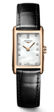 Longines Dolcevita Diamonds Mother of Pearl White Dial Black Leather Strap Watch for Women - L5.258.8.87.0 Authentic Buy Shop Now