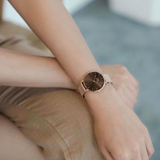 Daniel Wellington Petite Amber Brown Dial Gold Mesh Strap Watch For Women - DW00100476 Authentic Buy Shop Now