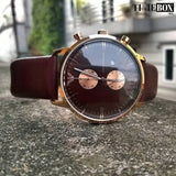 Emporio Armani Classic Chronograph Brown Dial Brown Leather Strap Watch For Men - AR0387 Authentic Buy Shop Now