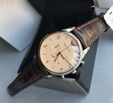 Emporio Armani Classic Chronograph Cream Dial Brown Leather Strap Watch For Men - AR1878 Authentic Buy Shop Now