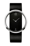 Calvin Klein Glam Transparent Dial Black Leather Strap Watch for Women - K9423107 Authentic Buy Shop Now