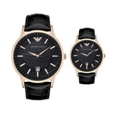 Emporio Armani Renato Quartz Black Dial Black Leather Strap Watch For Men - AR2425 Authentic Buy Shop Now