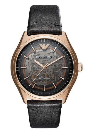 Emporio Armani Meccanico Black Dial Black Leather Watch For Men - AR60004 Authentic Buy Shop Now
