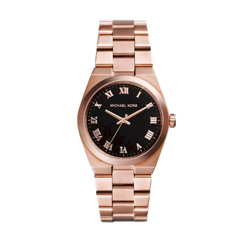 Michael Kors Channing Black Dial Rose Gold Steel Strap Watch For Women - MK5937 Authentic Buy Shop Now