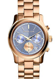 Michael Kors Runway Chronograph Purple Dial Rose Gold Steel Strap Watch For Women - MK6163 Authentic Buy Shop Now