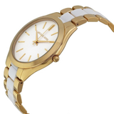 Michael Kors Slim Runway Quartz White Dial Two Tone Steel Strap Watch For Women - MK4295 Authentic Buy Shop Now