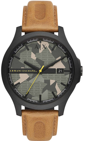 Armani Exchange Hampton Chronograph Green Dial Brown Leather Strap Watch For Men - AX2412 Authentic Buy Shop Now