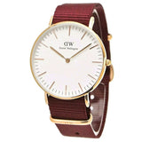Daniel Wellington Classic Roselyn White Dial Maroon Nylon Strap Watch For Women - DW00100267 Authentic Buy Shop Now