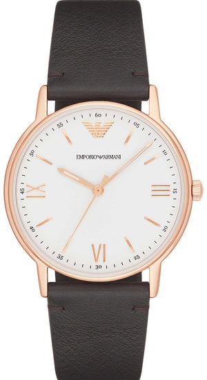 Emporio Armani Dress Quartz White Dial Brown Leather Strap Watch For Men - AR11011 Authentic Buy Shop Now