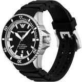 Emporio Armani Sea Explorer Automatic Black Dial Black Silicone Strap Watch For Men - AR60078 Authentic Buy Shop Now