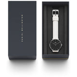 Daniel Wellington Classic Petite Bondi Black Dial White Leather Strap Watch For Women - DW00100284 Authentic Buy Shop Now