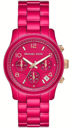 Michael Kors Runway Chronograph Limited Edition Pink Dial Pink Steel Strap Watch for Women - MK7478LE Authentic Buy Shop Now