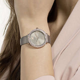 Swarovski Crystal Frost Silver Dial White Leather Strap Watch for Women - 5484070 Authentic Buy Shop Now