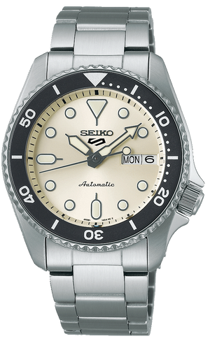 Seiko 5 Sports SKX Automatic Cream Dial Silver Steel Strap Watch For Men - SRPK31K1 Authentic Buy Shop Now