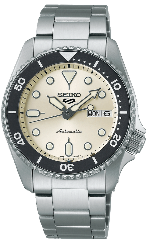 Seiko 5 Sports SKX Automatic Cream Dial Silver Steel Strap Watch For Men - SRPK31K1 Authentic Buy Shop Now