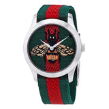 Gucci Le Marche des Merveilles Red & Green Dial Red & Green Nylon Strap Unisex Watch - YA1264060 Authentic Buy Shop Now