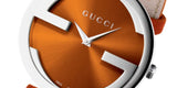 Gucci Interlocking G Quartz Orange Dial Orange Leather Strap Watch For Women - YA133316 Authentic Buy Shop Now