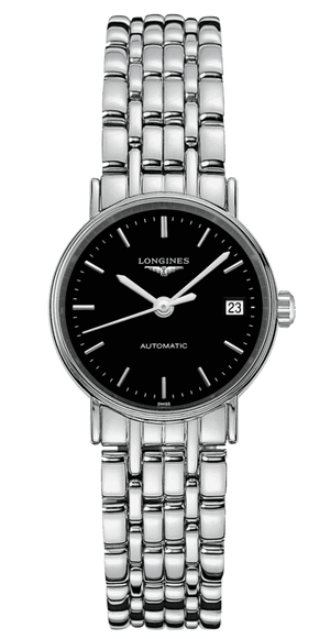 Longines Presence 25.5mm Automatic Black Dial Silver Steel Strap Watch for Women - L4.321.4.52.6 Authentic Buy Shop Now