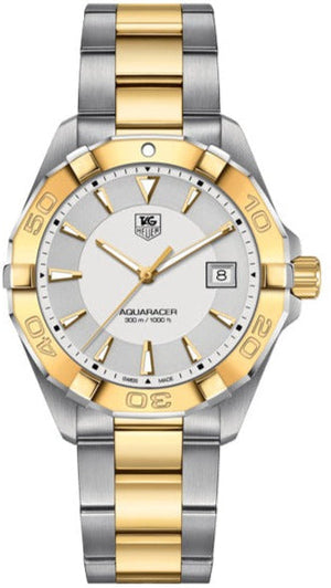 Tag Heuer Aquaracer Quartz White Dial Two Tone Steel Strap Watch for Men - WAY1120.BB0930 Authentic Buy Shop Now