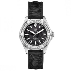 Tag Heuer Aquaracer Diamonds Mother of Pearl Black Dial Black Nylon Strap Watch for Women - WAY131P.FT6092 Authentic Buy Shop Now