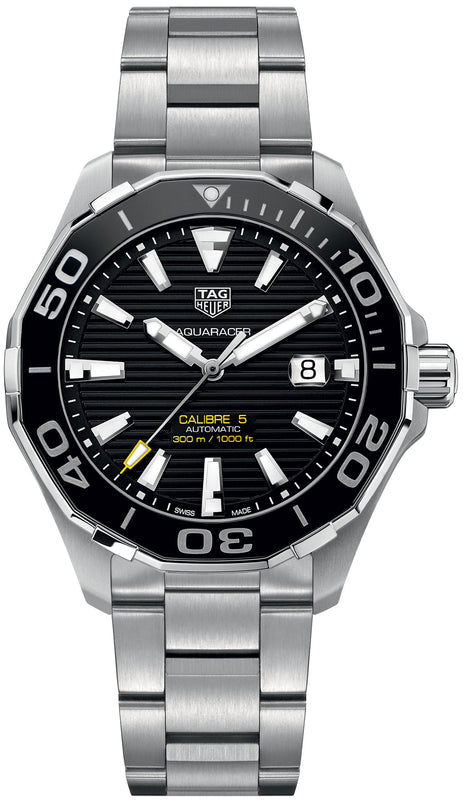 Tag Heuer Aquaracer Black Dial Silver Steel Strap Strap Watch for Men - WAY201A.BA0927 Authentic Buy Shop Now