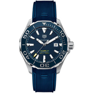 Tag Heuer Aquaracer Calibre 5 Automatic Blue Dial Blue Rubber Strap Watch for Men - WAY201B.FT6150 Authentic Buy Shop Now