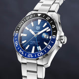 Tag Heuer Aquaracer GMT Calibre 6 Automatic Blue Dial Silver Steel Strap Watch for Men - WAY201T.BA0927 Authentic Buy Shop Now
