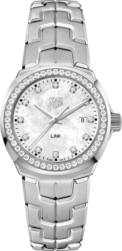Tag Heuer Link Quartz Diamonds Mother of Pearl Dial Silver Steel Strap Watch for Women - WBC1316.BA0600 Authentic Buy Shop Now