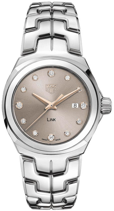 Tag Heuer Link Quartz Brown Dial Silver Steel Strap Watch for Women - WBC131E.BA0649 Authentic Buy Shop Now