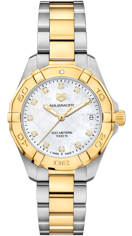 Tag Heuer Aquaracer White Mother of Pearl Dial Two Tone Steel Strap Watch for Women - WBD1322.BB0320 Authentic Buy Shop Now
