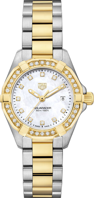 Tag Heuer Aquaracer Quartz Diamonds Mother of Pearl Dial Two Tone Steel Strap Watch for Women - WBD1423.BB0321 Authentic Buy Shop Now