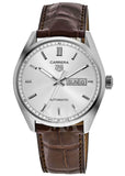 Tag Heuer Carrera Day Date Silver Dial Brown Leather Strap Watch for Men - WBN2011.FC6484 Authentic Buy Shop Now