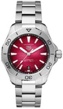 Tag Heuer Aquaracer Professional 200 Automatic Red Dial Silver Steel Strap Watch for Men - WBP2114.BA0627 Authentic Buy Shop Now