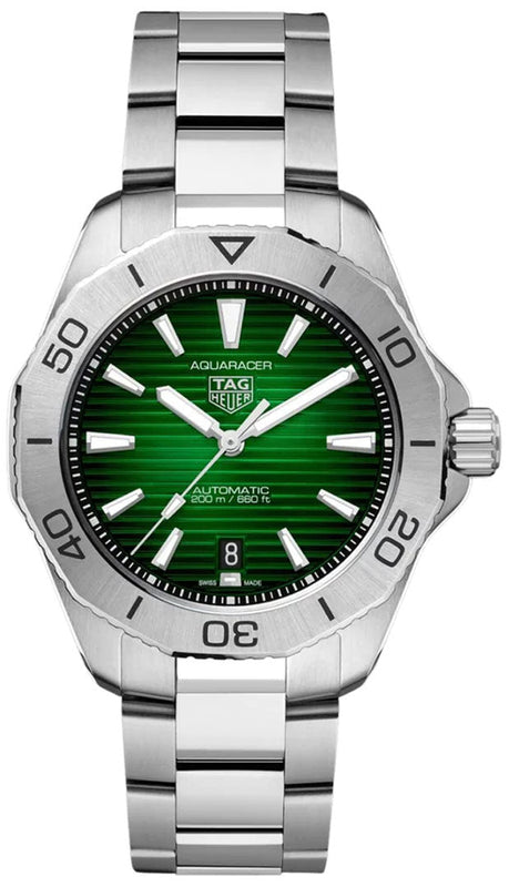 Tag Heuer Aquaracer Professional 200 Automatic Green Dial Silver Steel Strap Watch for Men - WBP2115.BA0627 Authentic Buy Shop Now