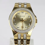 Bulova Crystal Collection Champagne Dial Two Tone Steel Strap Watch for Women - 98B174 Authentic Buy Shop Now