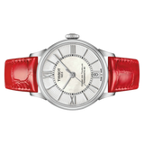 Tissot Chemin Des Tourelles Powermatic 80 Mother of Pearl White Dial Red Leather Strap Watch For Women - T099.207.16.118.00 Authentic Buy Shop Now