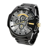 Diesel Mega Chief Chronograph Grey Dial Black Steel Strap Watch For Men - DZ4479 Authentic Buy Shop Now