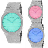 Gucci 25H Quartz Blue Dial Silver Steel Strap Unisex Watch - YA163408 Authentic Buy Shop Now