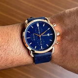 Fossil The Commuter Blue Dial Blue Leather Strap Watch for Men - FS5404 Authentic Buy Shop Now