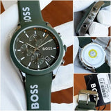 Hugo Boss Velocity Chronograph Green Dial Green Rubber Strap Watch For Men - 1514060 Authentic Buy Shop Now