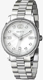 Gucci G Timeless Diamonds White Dial Silver Steel Strap Watch for Women - YA1265064 Authentic Buy Shop Now